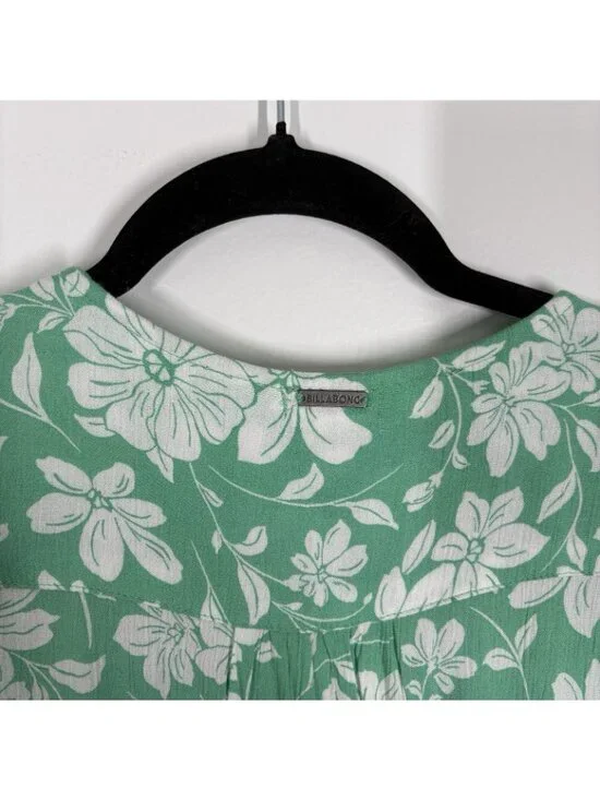 Billabong Women XS Green White Floral Twirl Around Short Mini Dress NWT - Picture 15 of 15